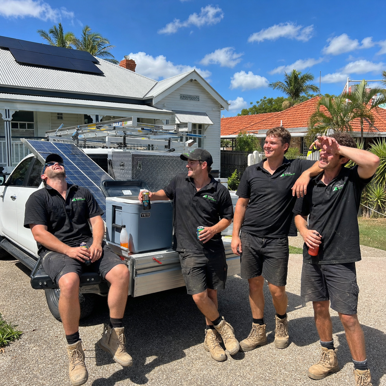 Icarus Renewables team having fun on the job